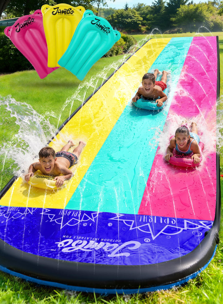 Jambo Premium XL 610cm Wasserrutsche mit 3 Bodyboards, robuste Wasserrutsche mit fortschrittlichem 3