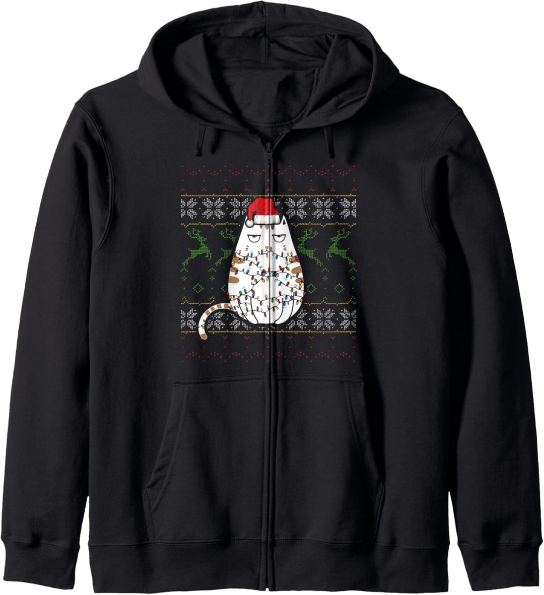 Katzen Weihnachtspulli Hässlicher Weihnachtspullover Kapuzenjacke