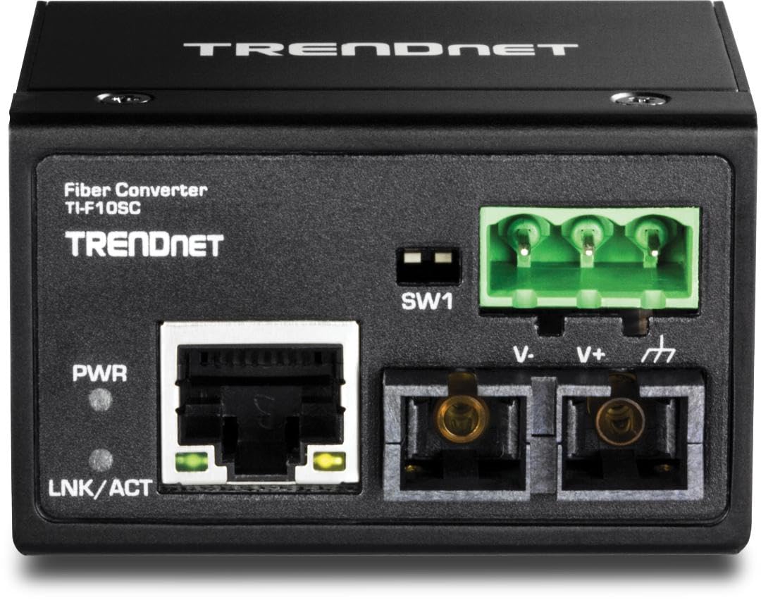 TRENDnet TI-F10SC Gehärteter Industrieller 100Base-FX Multi-Modus SC Glasfaser-Konverter, (2km / 1.2