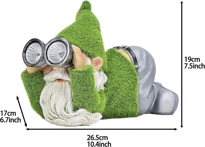 TERESA'S COLLECTIONS Lustig Gartenzwerge Gartendeko für Draussen Zwerge Figur mit Solarleuchte beflo