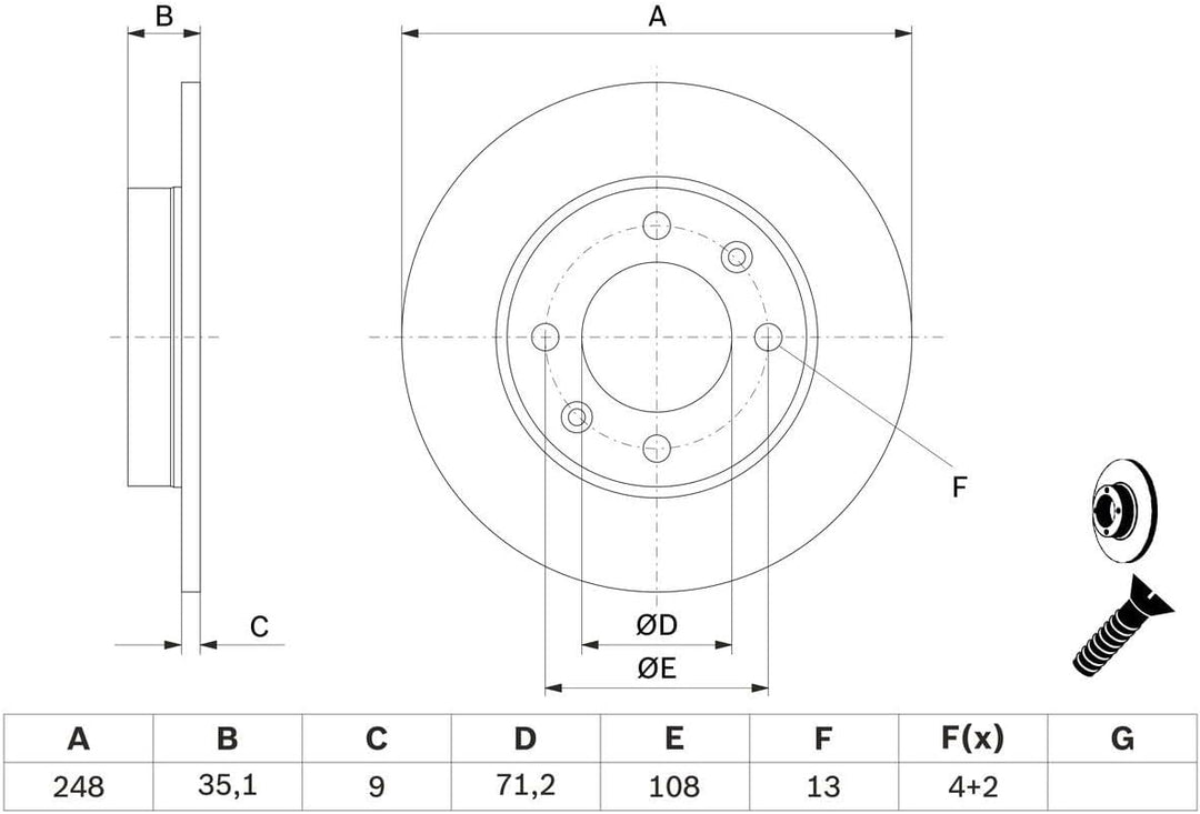 Bosch BD527 Bremsscheiben - Hinterachse - ECE-R90 Zertifizierung - zwei Bremsscheiben pro Set