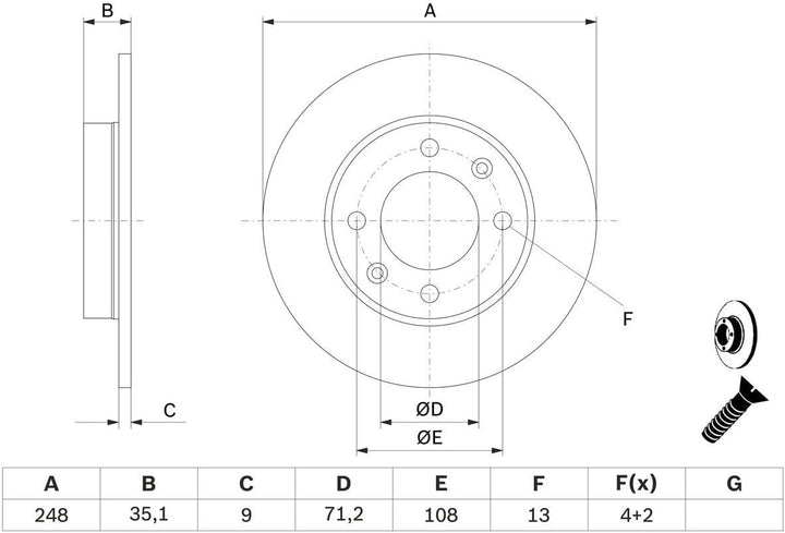 Bosch BD527 Bremsscheiben - Hinterachse - ECE-R90 Zertifizierung - zwei Bremsscheiben pro Set