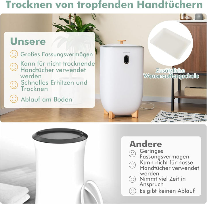 COSTWAY 35L grosser Handtuchwärmer, Handtuchtrockner für nasse Handtücher, Deckenwärmer elektrisch m