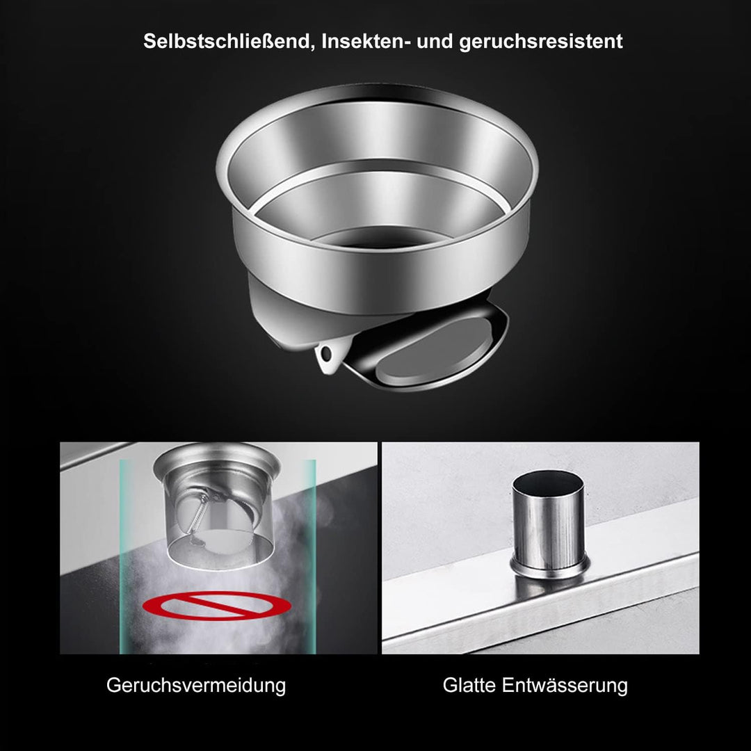 uyoyous Strip Duschrinne 60 cm Komplettset Extra Flach,Edelstahl Duschablaufrinne Senkrechter Ablauf