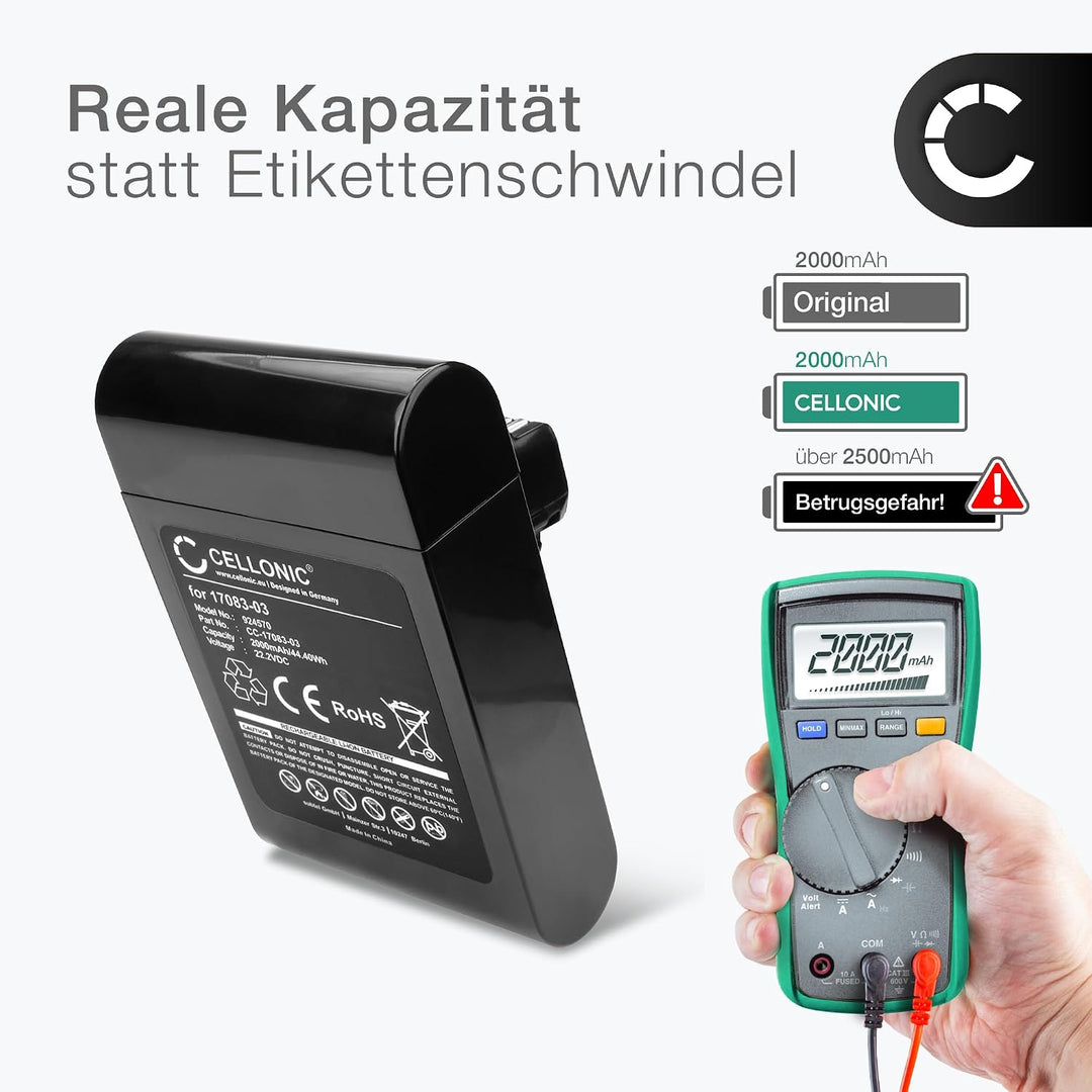 CELLONIC 1x Akku kompatibel mit Dyson DC31, Animal, 17083-2811 | 1x, (2000mAh-22.2V-Lithium-Ionen),