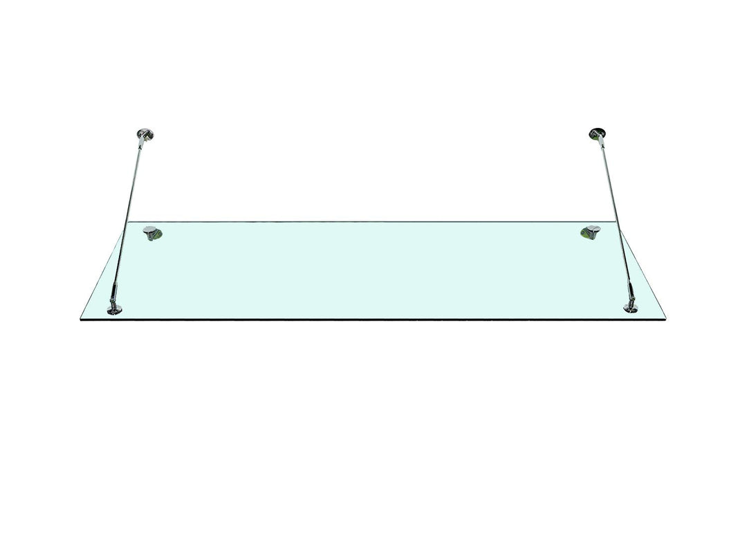 Shop Vordach Glasvordach Türvordach Verbundsicherheitsglas Klarglas VSG Edelstahl (120x90cm (2X Stb-