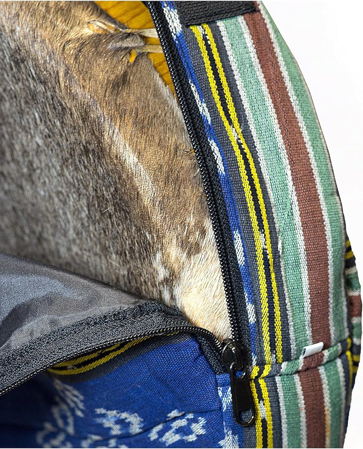 Shamandrum Tasche DUNKLE Farben aus Ikat-Webstoff Ø 60 cm für Schamanentrommel - im MYSEVENDO Set -
