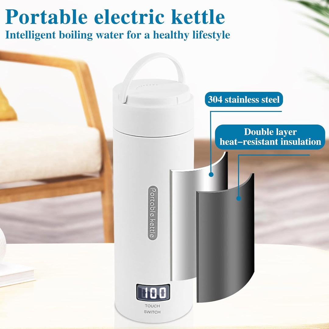 NVIYAM Reise Wasserkocher Klein, 380ml Elektrisch Wasserkocher,Mini Wasserkocher mit Temperatureinst