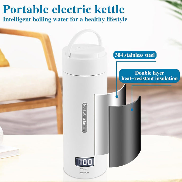 NVIYAM Reise Wasserkocher Klein, 380ml Elektrisch Wasserkocher,Mini Wasserkocher mit Temperatureinst