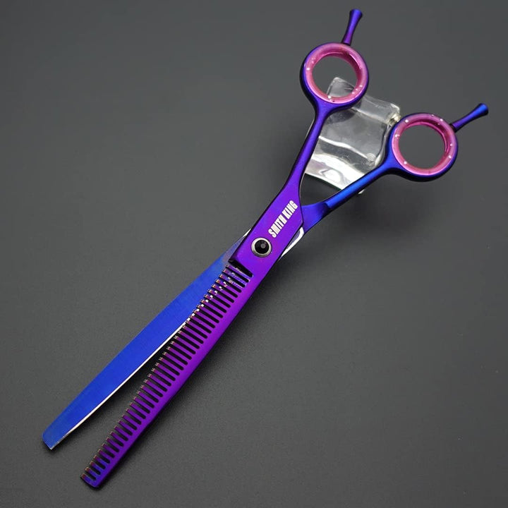7,0 Zoll Professional Dog Grooming Scissors Set Gerade & Ausdünnen & Gebogen & Chunker & Kamm 5 Stüc