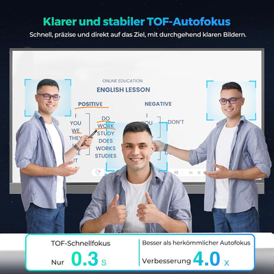 Angetube 4K Webcam mit Gestensteuerung, AI-Tracking,USB 3.0 PTZ Streaming PC Kamera mit Dual NR-Mikr