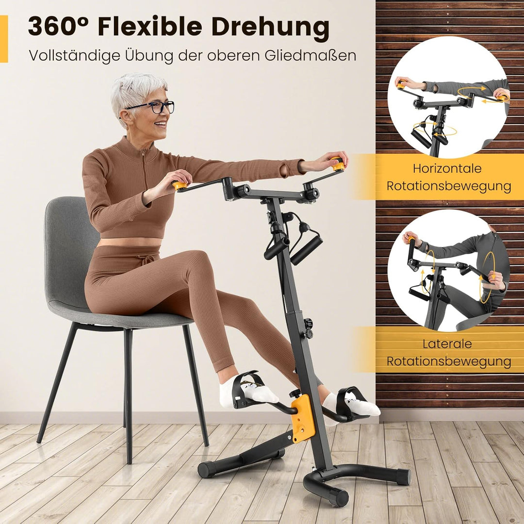GOPLUS Pedaltrainer Senioren, Bewegungstrainer Arm- und Beintrainer mit Handgriff & Widerstand, Ergo