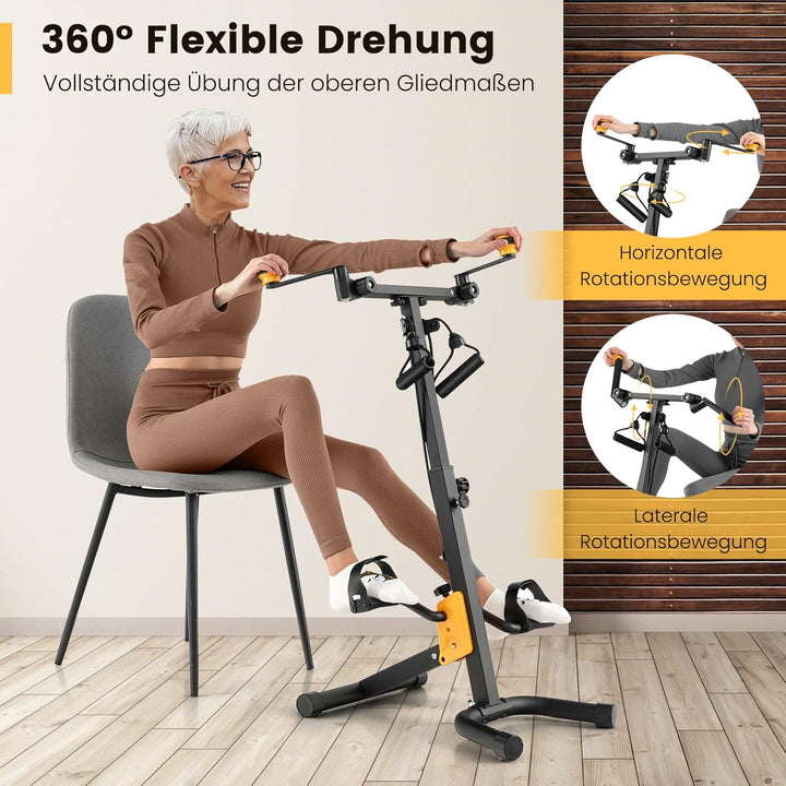 GOPLUS Pedaltrainer Senioren, Bewegungstrainer Arm- und Beintrainer mit Handgriff & Widerstand, Ergo