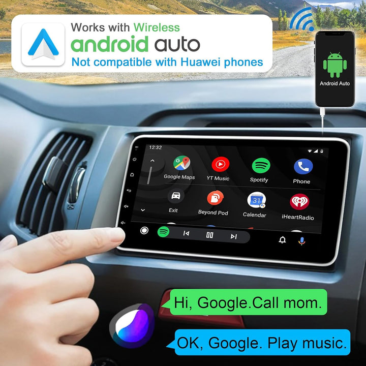 Android Autoradio mit Navi 10.1 Zoll Bildschirm Eingebaut DAB+ Android Auto & Wireless Carplay Doppe