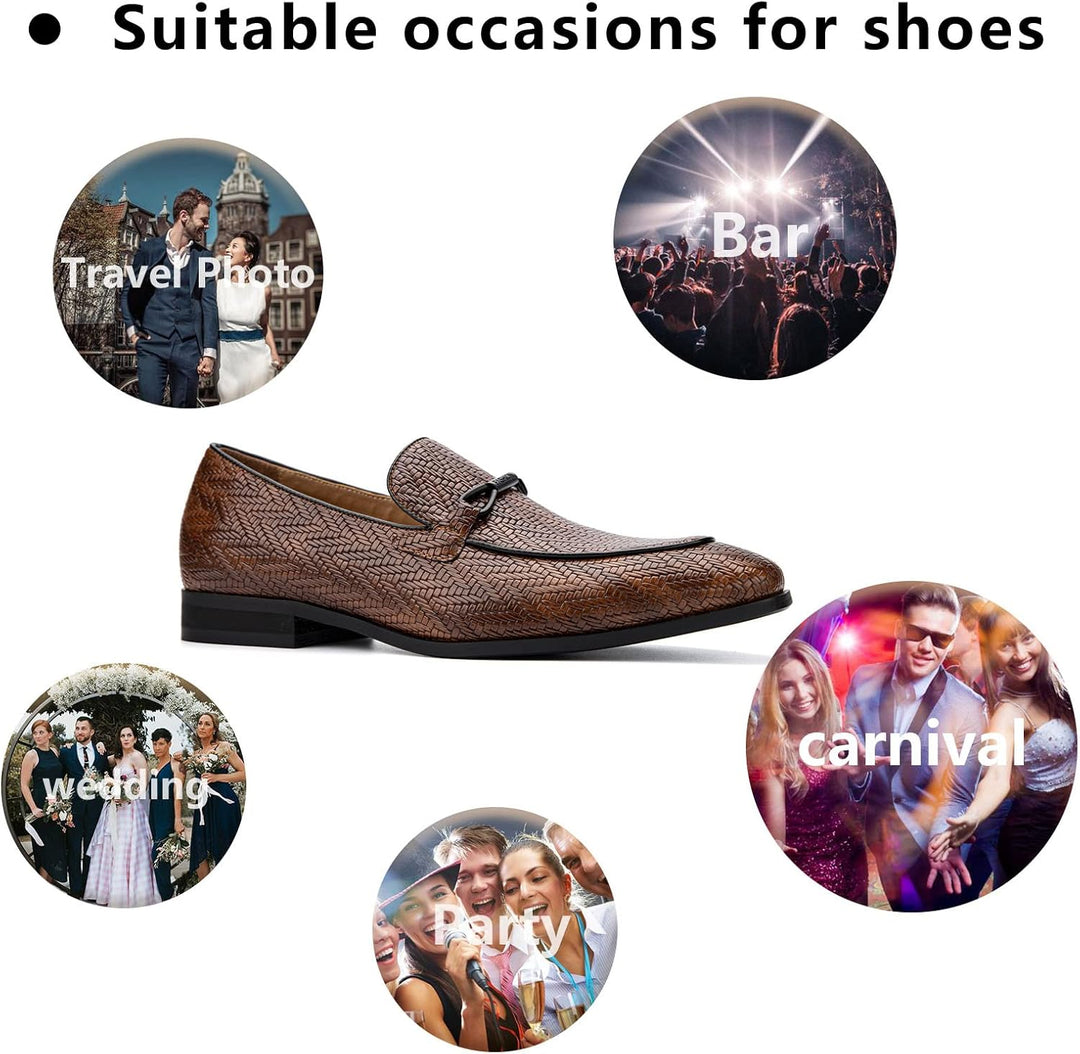MEIJIANA Herren Mokassins Herren Elegante Schuhe Herren Casual Slip on Anzugschuhe 41 EU Braun 02, 4