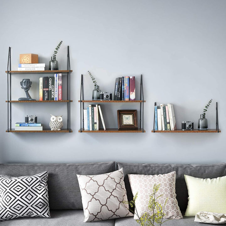 IBUYKE Wandregal, Schweberegal 2 Etagen, Wandboard für Bücher, 60x20.5x53cm, Dekorative Regale, Wand