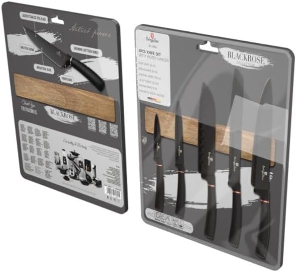 Berlinger Haus Messerset mit magnetischem Holzblock 6-teilig Black Rose Collection | Stilvoll und Ho