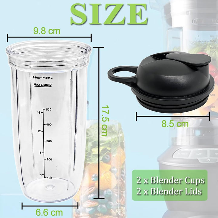 Mixer Becher und Deckel Zubehör für nutribullet Full Size Blender Combo 1200 Watt und 1000 Watt - 24