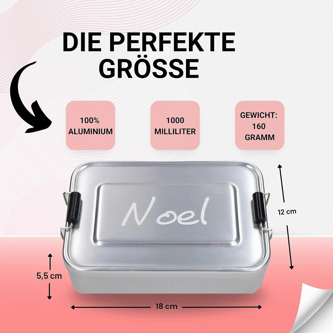 Personalisierte Brotdose 1000 ml Aluminium - Geschenkidee für Klein &amp; Gross | Brotzeitbox, Jausenbox
