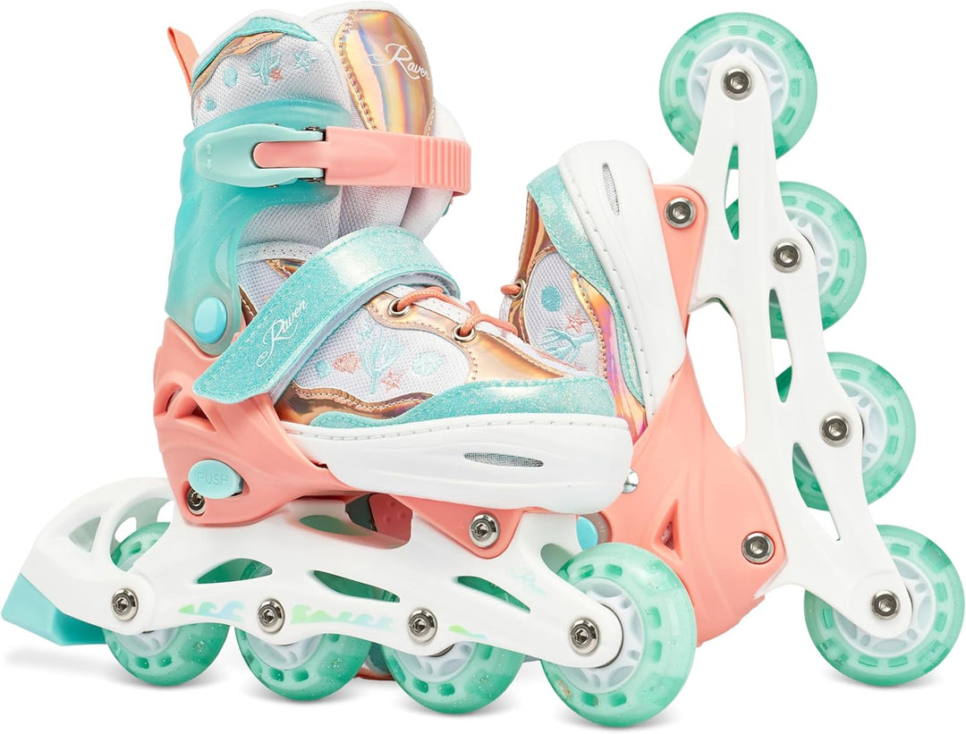 RAVEN 4in1 Inline Skates Triskates Rollschuhe Schlittschuhe Inliner für Kinder Mädchen verstellbar 2