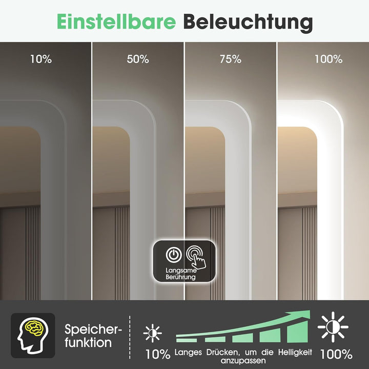 S'bagno Badspiegel-mit-Beleuchtung 100x70cm, Led-Badezimmerspiegel-mit-Licht, Bluetooth, Entfoggen,