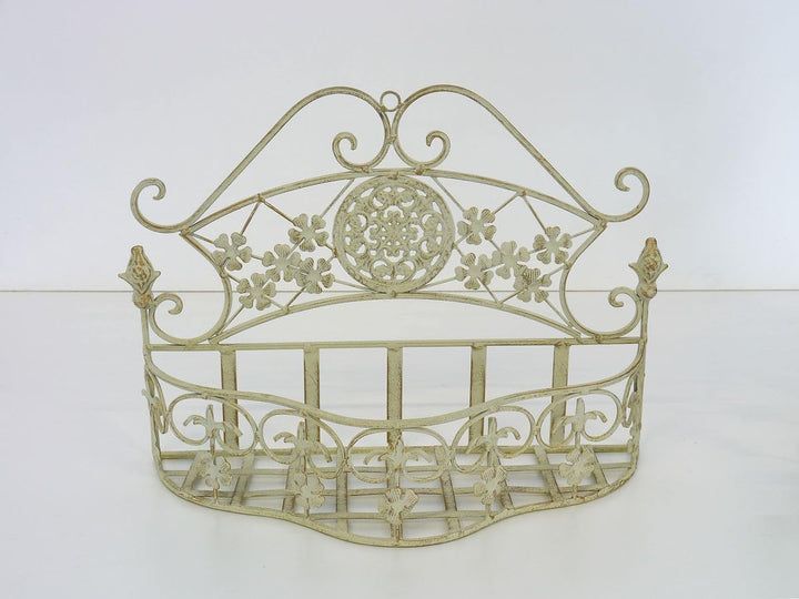 Wandregal Metallregal Blumenregal in Shabby Chic weiss 2er Set im antiken Stil -11414-
