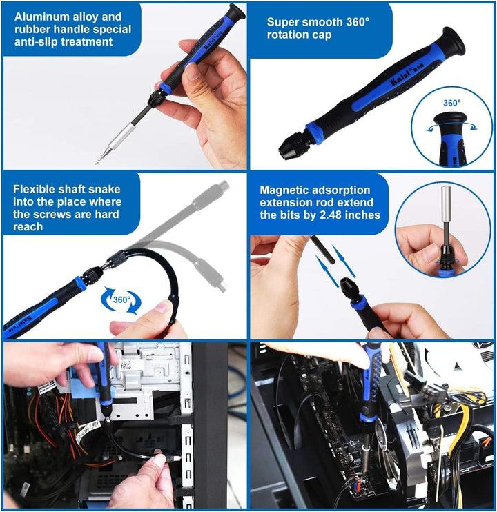 Schraubendreher Sets 142-Stück Elektronik Präzisionsschraubendreher mit 120 Bit Magnetic Repair Tool