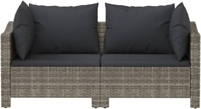 Tidyard Gartensofa 2 Sitzer, Balkonlounge Set Rattan, Modular Sofa Couch, Rattansofa, Gartenmöbel Si