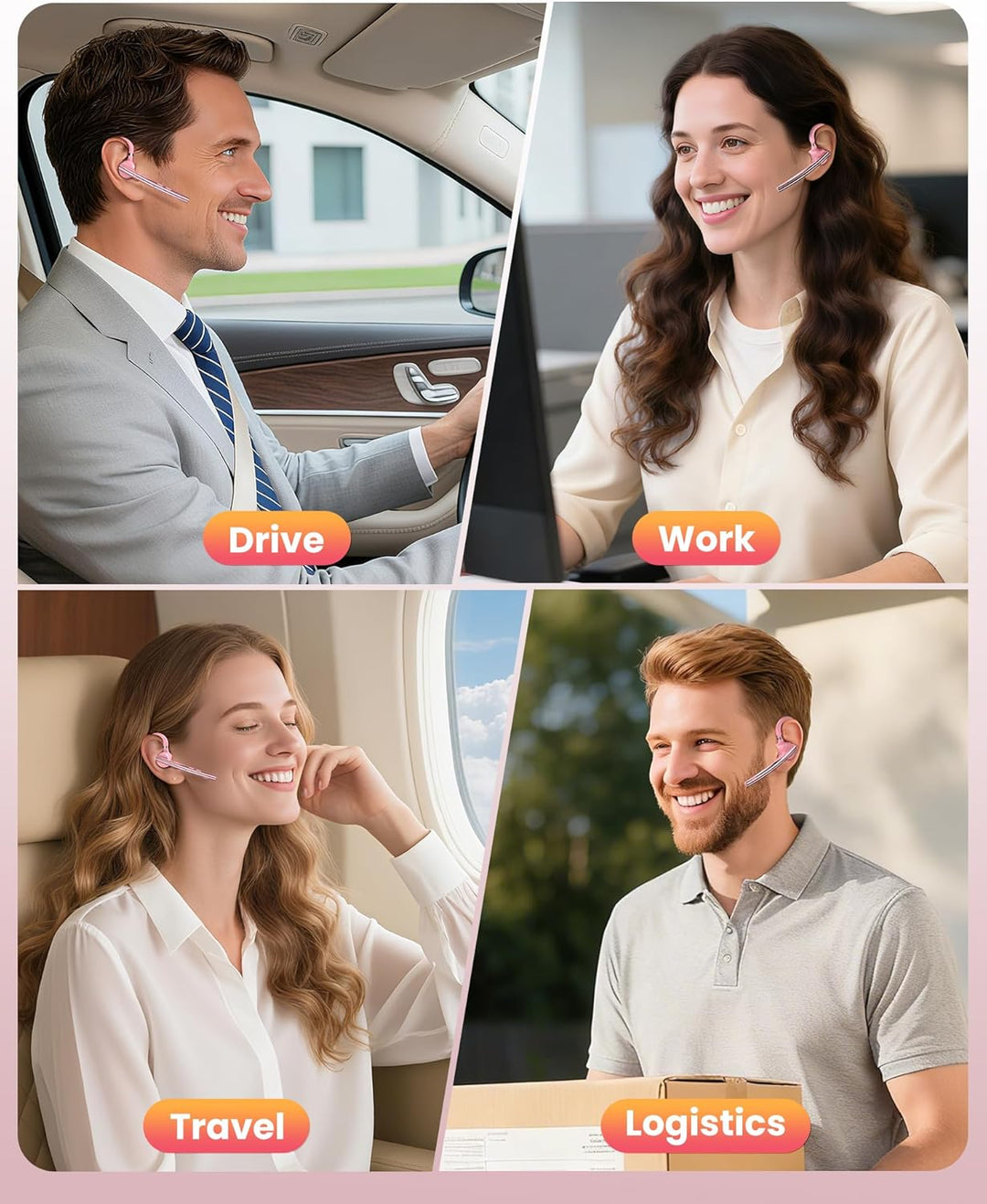New Bee Bluetooth Headset mit 72h Spielzeit Bluetooth V5.1 Freisprech Headset Handy mit LED Ladecase