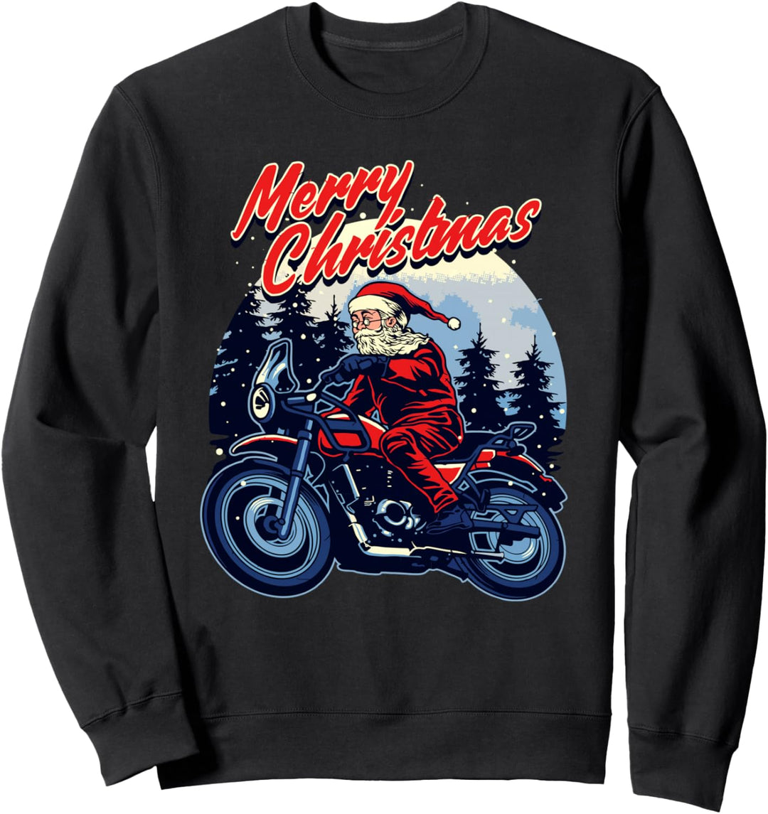 Weihnachtmann auf Motorrad Weihnachtspullover Motorradfahrer Sweatshirt