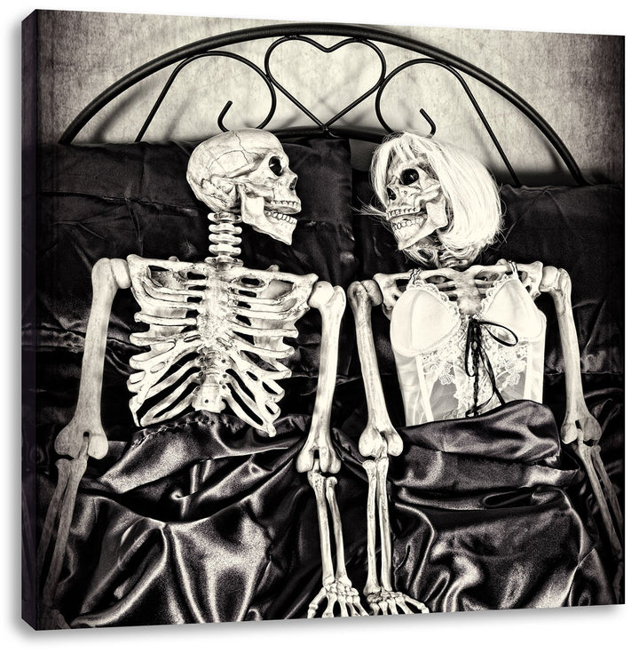 Horror Paar, Format: 70x70 auf Leinwand, XXL riesige Bilder fertig gerahmt mit Keilrahmen, Kunstdruc