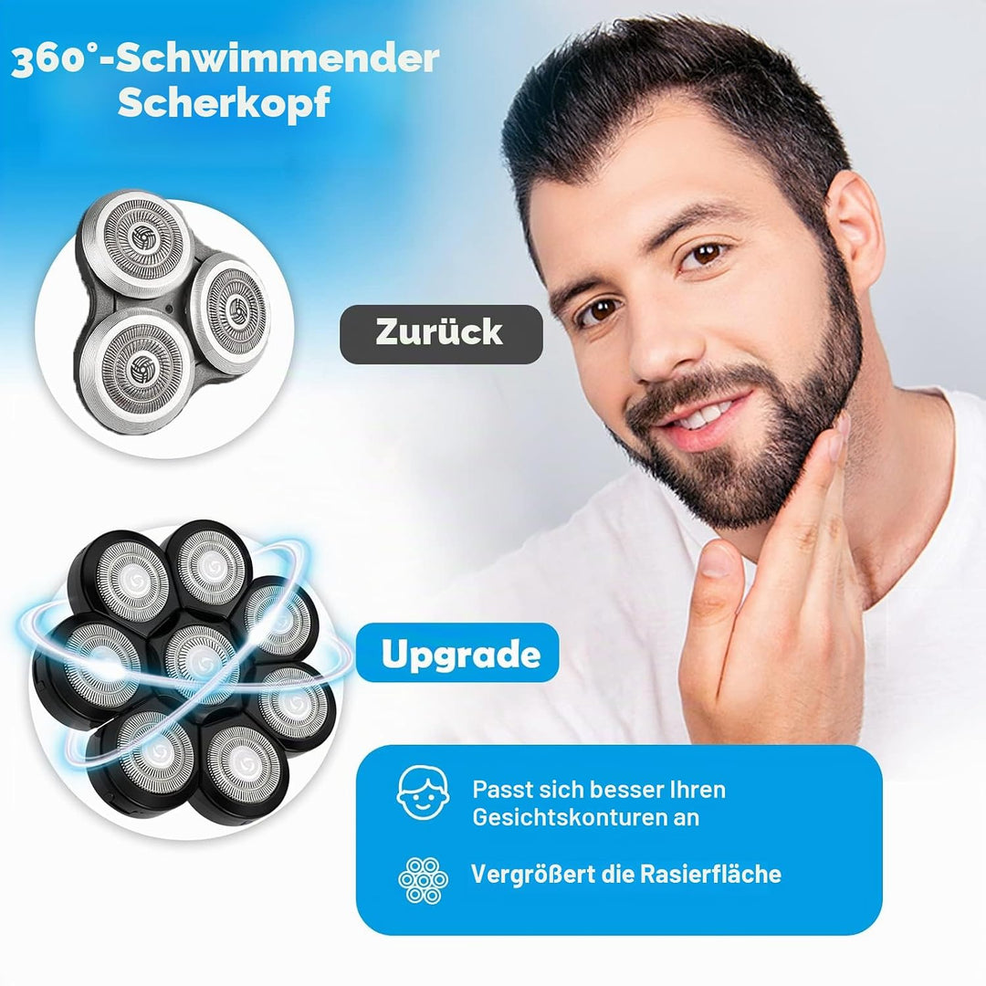8D Elektrisch Rasierkopf, 8 Kopf Rasierköpfe Ersatzklinge für Glatze Herren, Universeller Elektrisch