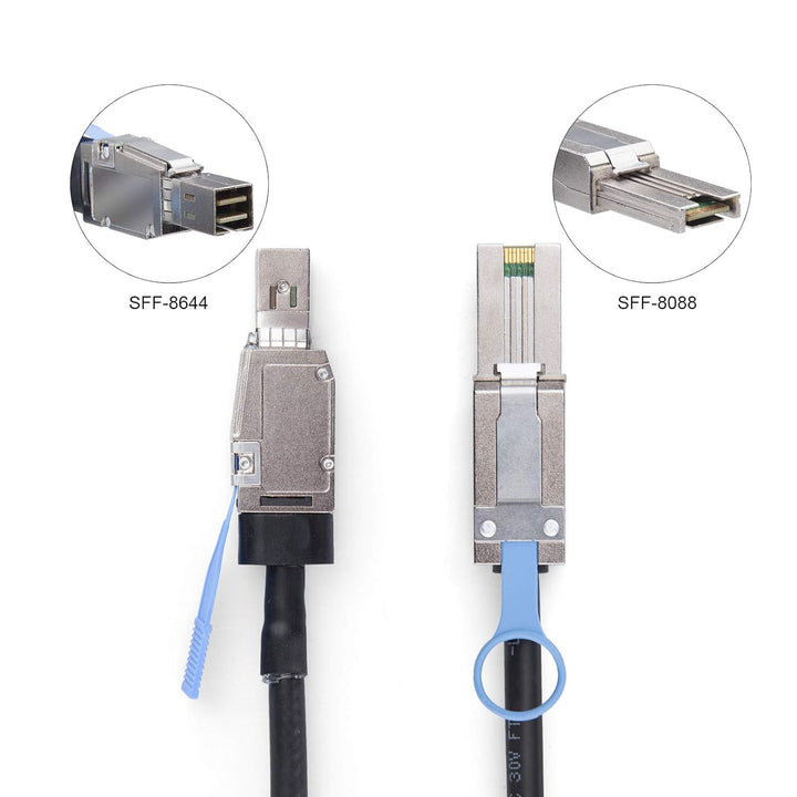 10Gtek® External Mini SAS HD SFF-8644 zu Mini SAS SFF-8088 Hybrid Kabel, 2-Meter(6.5-ft) 2m SFF-8644