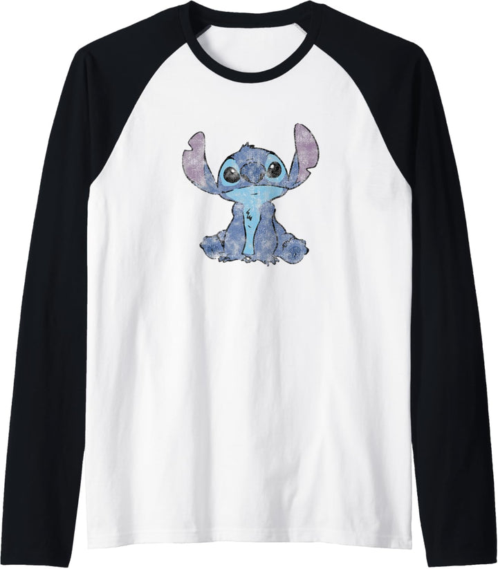 Disney Lilo & Stitch Simply Sitting Distressed Raglan