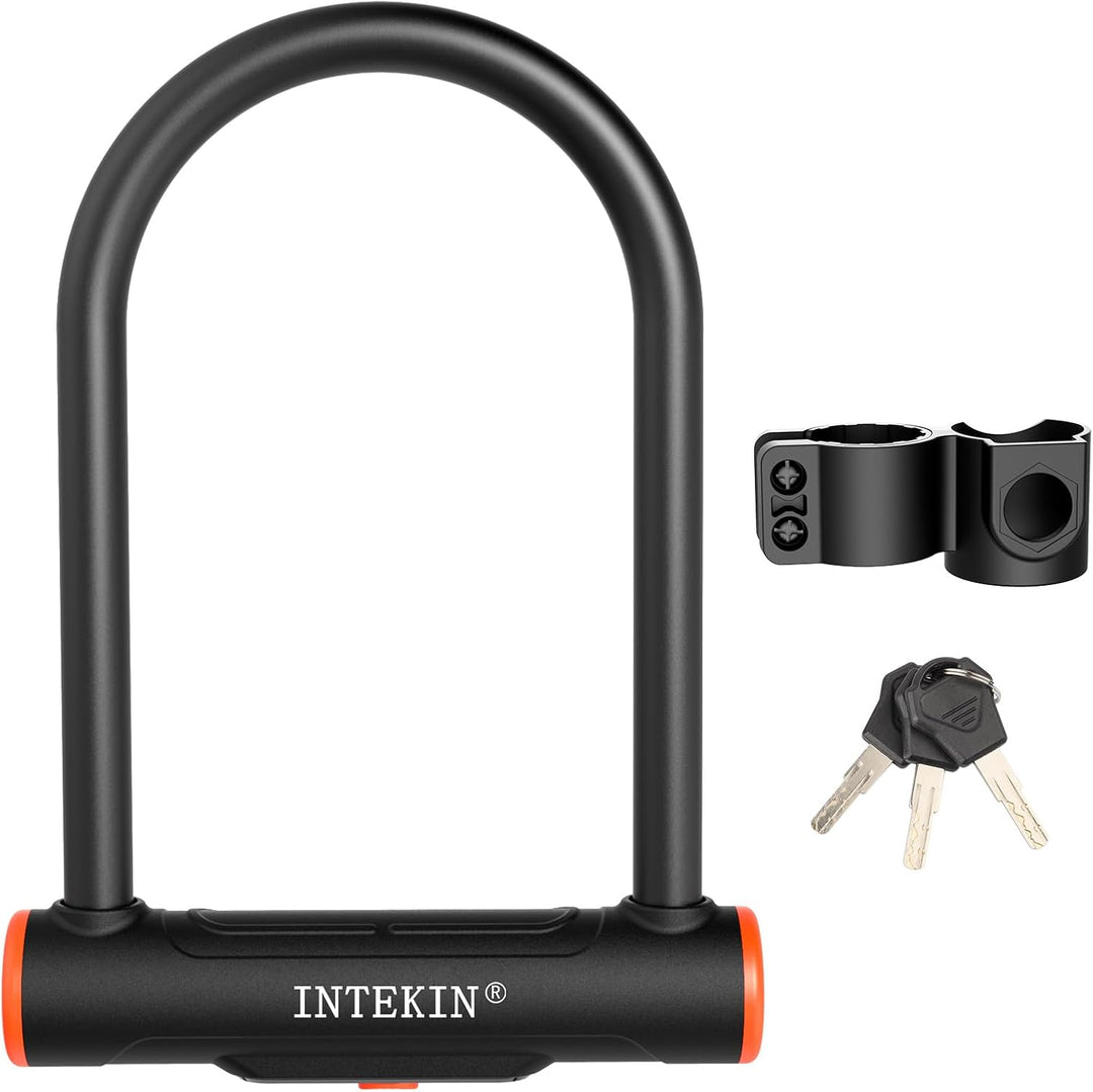 INTEKIN Fahrrad Bügelschloss, 16 mm Schweres Fahrradschloss mit Halterung, Hohe Sicherheit Fahrrad S