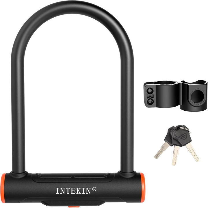 INTEKIN Fahrrad Bügelschloss, 16 mm Schweres Fahrradschloss mit Halterung, Hohe Sicherheit Fahrrad S