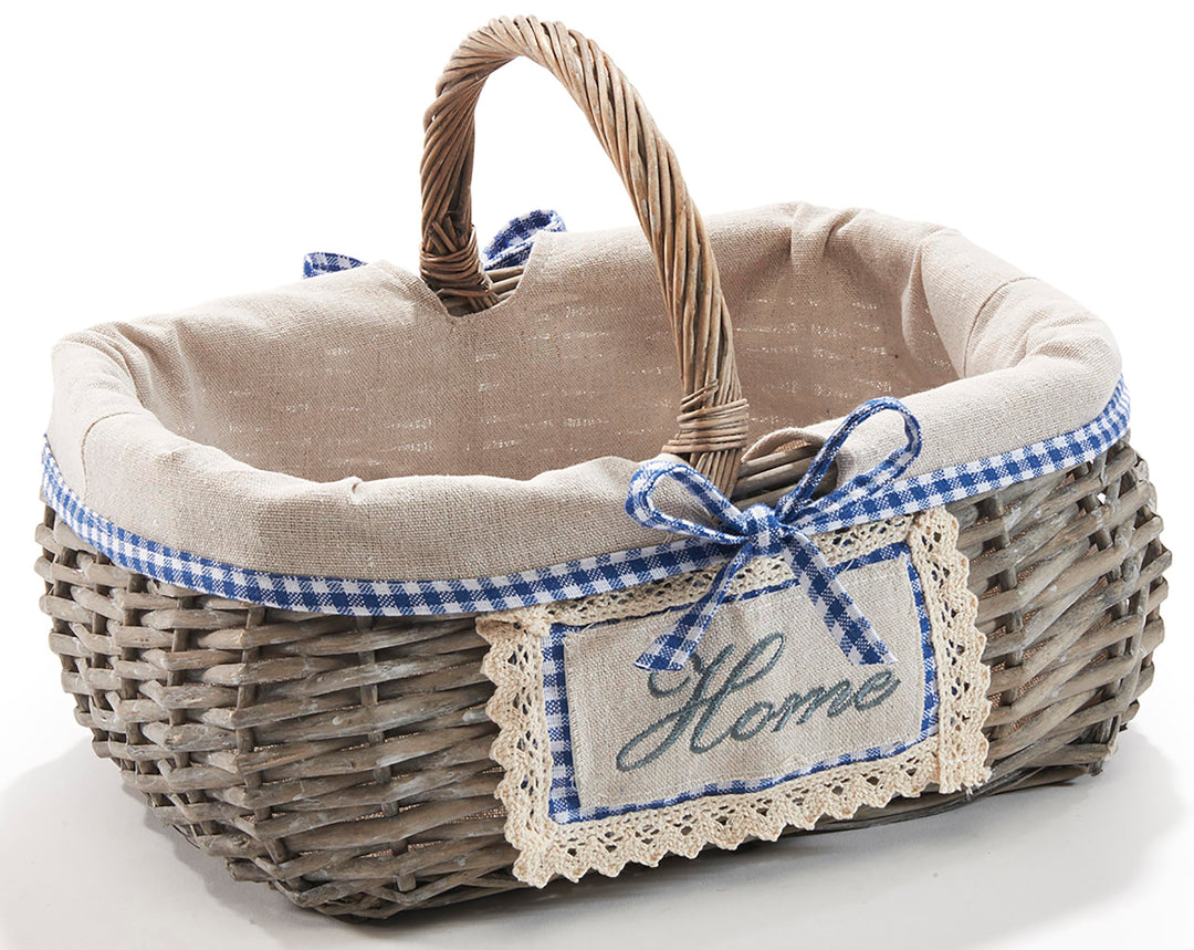 Kobolo rechteckiger Deko-Korb Einkaufskorb mit Innenfutter und Henkel im Home-Design Home Eckig, Hom