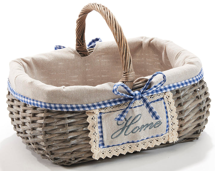 Kobolo rechteckiger Deko-Korb Einkaufskorb mit Innenfutter und Henkel im Home-Design Home Eckig, Hom