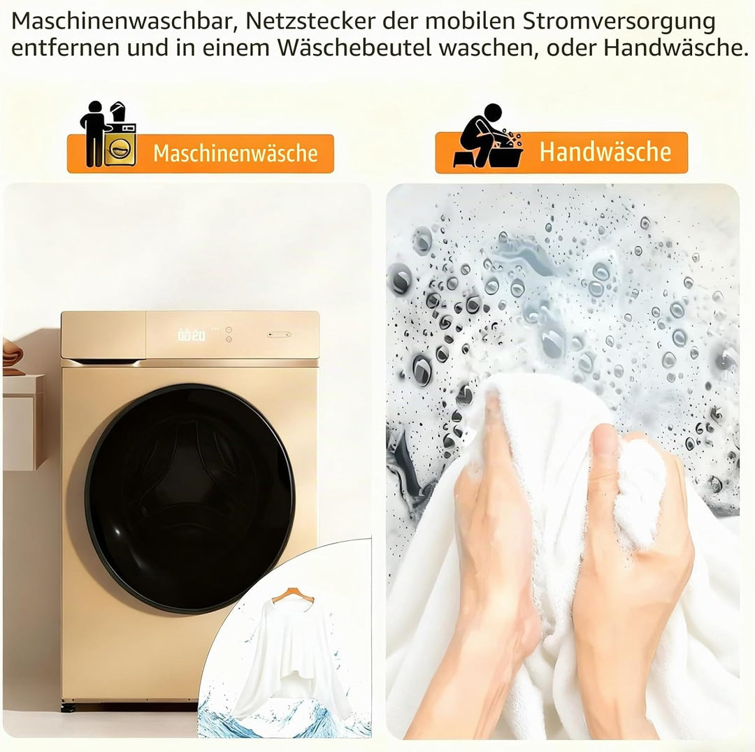 SNZ USB Heizdecke mit 10000mAh Akku, 150 x 80 cm Kabellos Heated Blanket, 3 Temperatursstufen, Flane