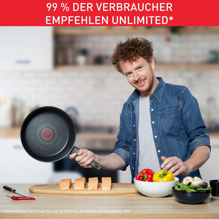 Tefal Unlimited On Wokpfanne 28 cm | G25919 | Kratzfeste Titanium 6X Antihaftversiegelung | THERMO-S