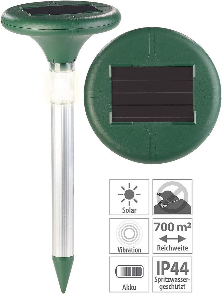 Royal Gardineer Maulwurfstop: 3er-Set 2in1-Solar-Maulwurffrei und Wegeleuchte mit Akku, 400 Hz, IP44
