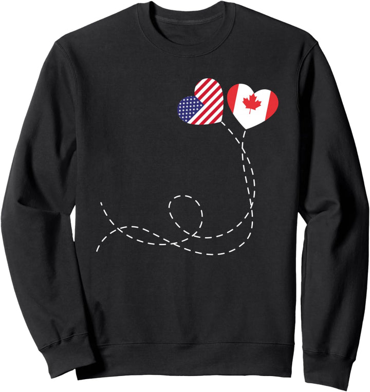 USA Flagge Kanadische Flagge Herz Ahornblatt Kanada Sweatshirt