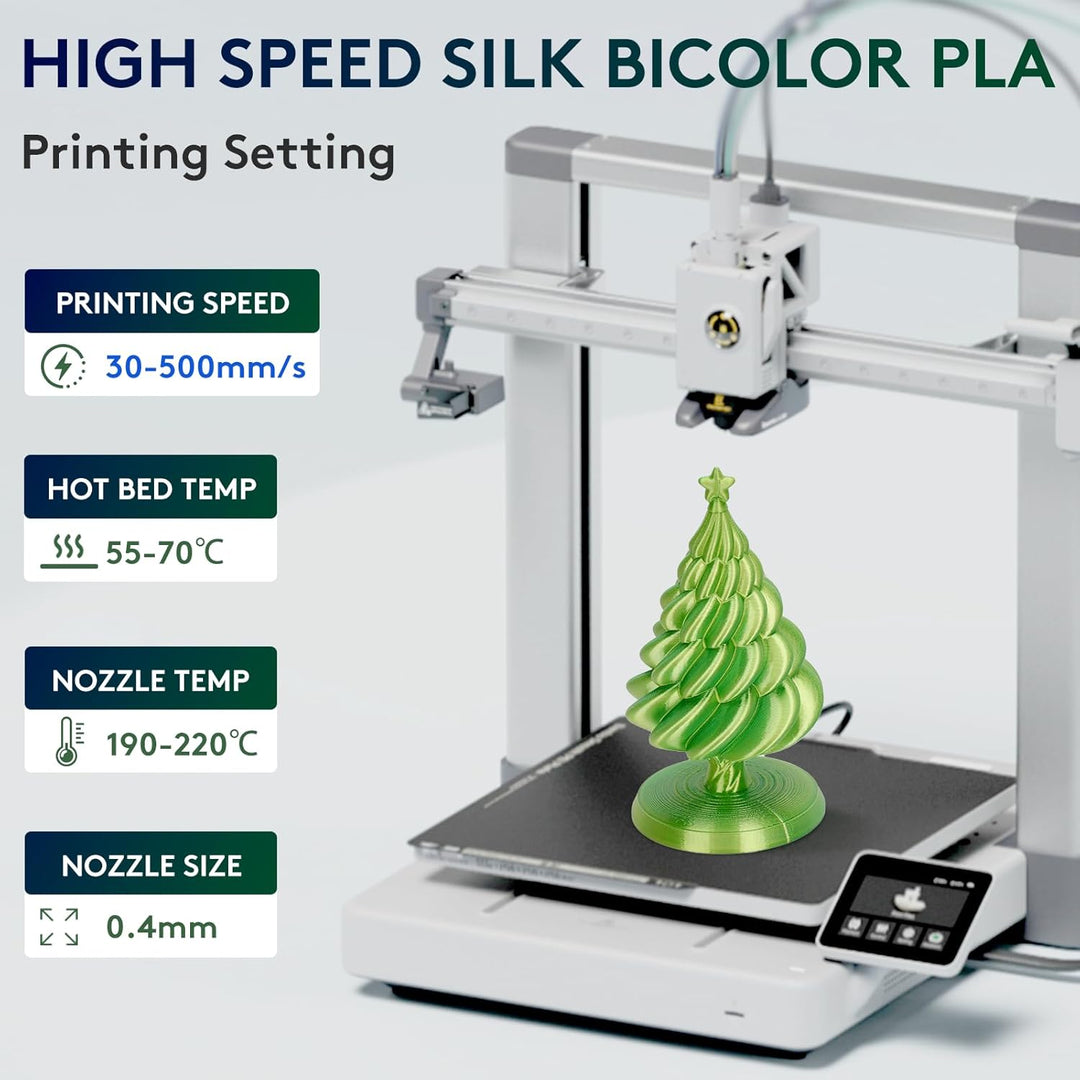 ERYONE Dual Zweifarbig PLA Filament 1.75mm, 3D Drucker Filament 1kg Spule +/- 0,02 mm, Seide Gelb &amp;