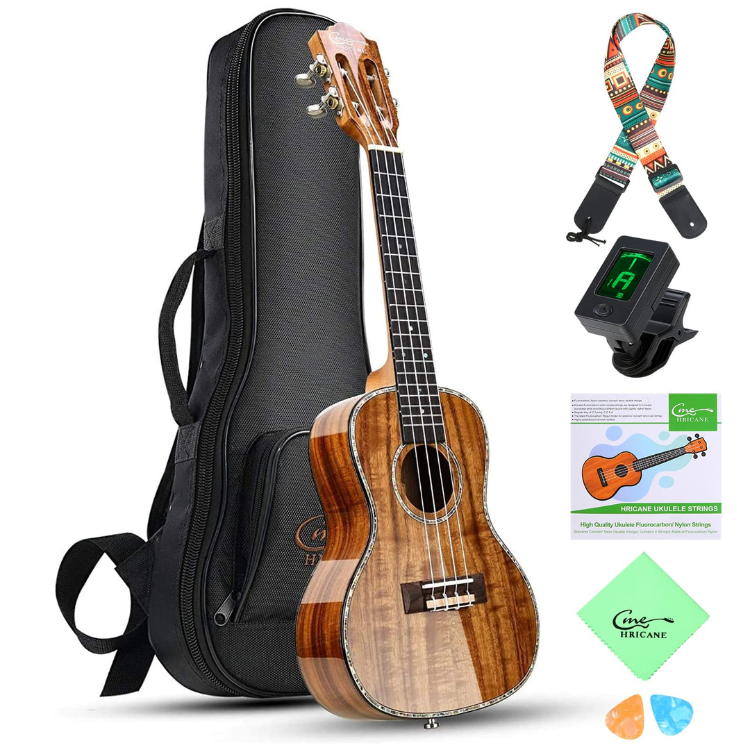 Hricane Konzert Ukulele aus Koa Feste Akazie Professional glatt glänzend Ukulelen Hawaii-Ukele Conze