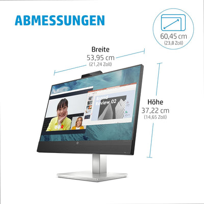 HP M24 Webcam Monitor - 24 Zoll Bildschirm, Full HD IPS, 75Hz, 5ms Reaktionszeit, AMD FreeSync, HDMI