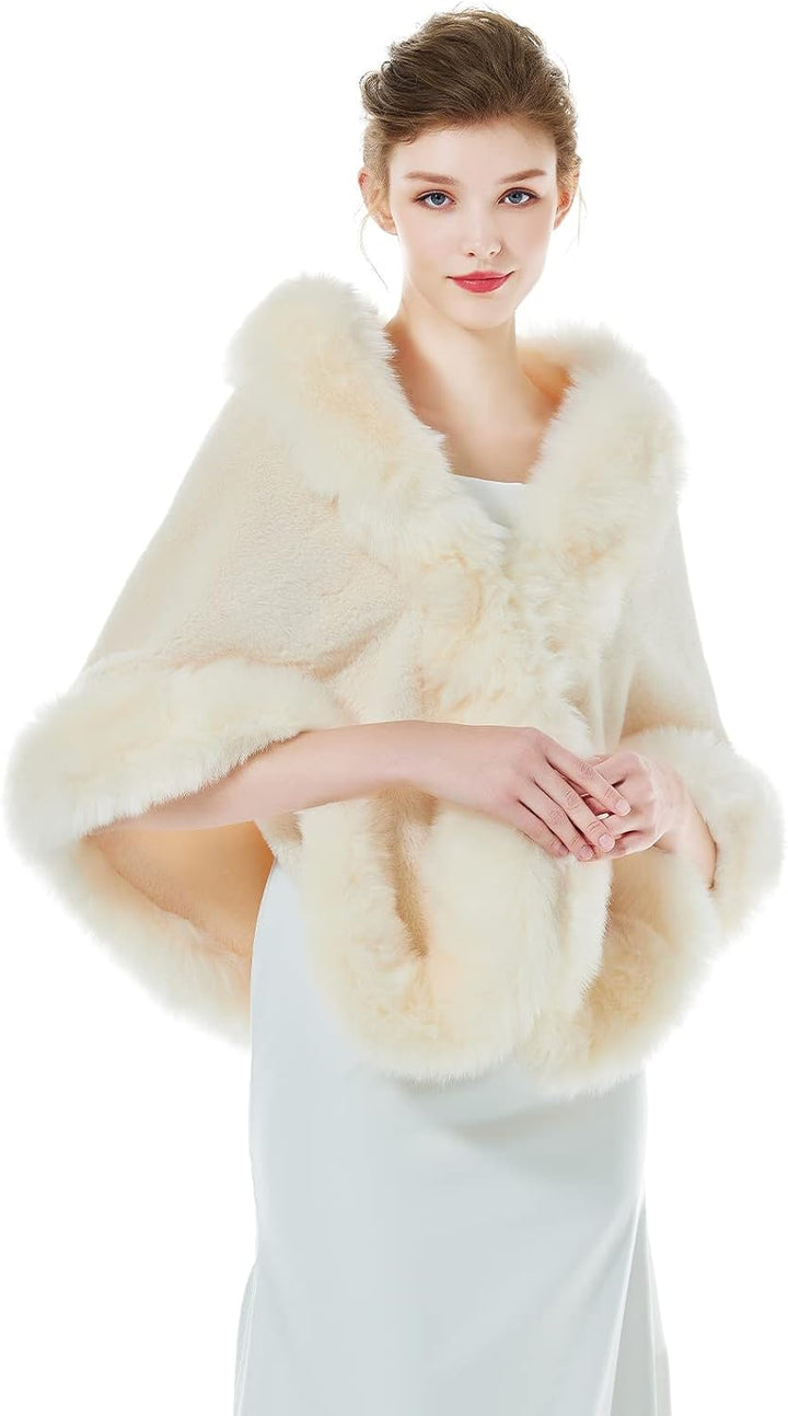 BEAUTELICATE Kunstpelz Schal Stola Bolero Damen Für Frauen Hochzeit Abend Braut Brautschal Brautstol