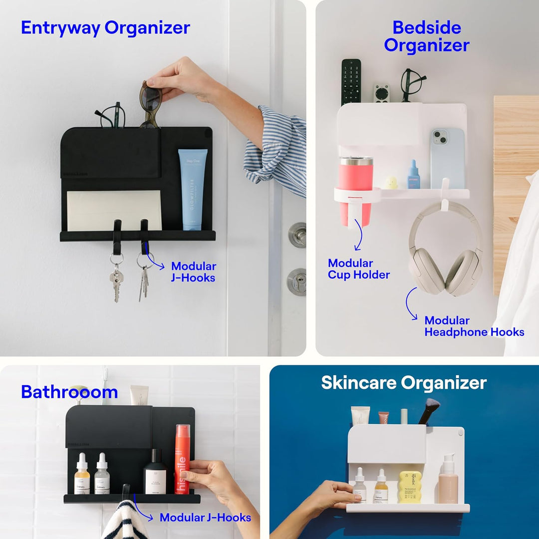 WallShelfie Bettseitiges Nachttischregal für Etagen- & oberes Bett, Studentenwohnheim Essentials, Ho