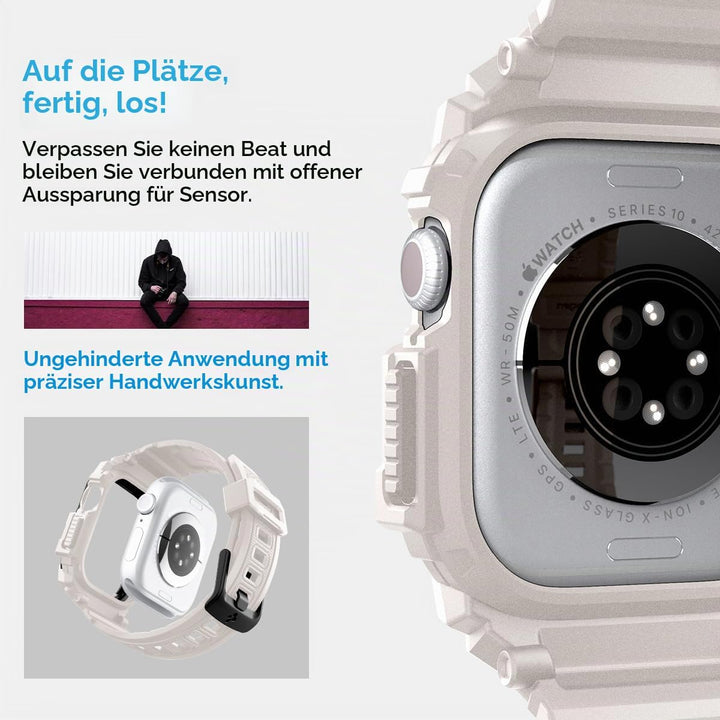 Spigen Rugged Armor Pro Hülle mit Armband Kompatibel mit Apple Watch 11/10 42mm (2025/2024) Dünenbei