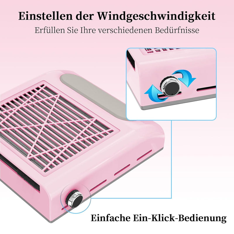 Nagelstaubsauger mit Filter, AISEELY Staubabsaugung Nagelstudio, 80W Profi Staubabsaugung für Nägel,
