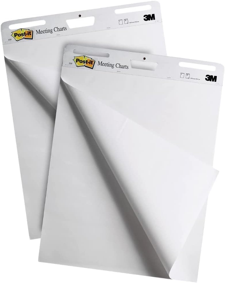 Post-it Super Sticky Meeting Chart, Weiss, unliniert, 2 Blöcke, 635 mm x 762 mm + 4 Blöcke Meeting N